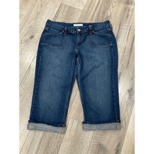 Levis 545 Jeans Womens 12 Blue Dark Wash Cuffed Capri Cropped Denim Pants